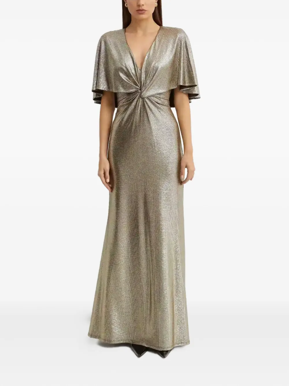 Lauren Ralph Lauren Maxi-jurk met metallic-effect en ruches Goud