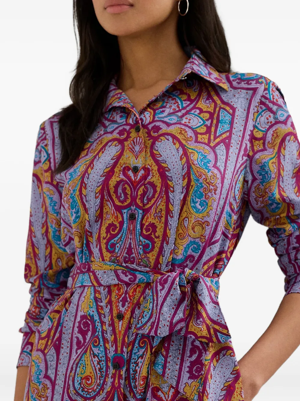 Ralph Lauren Paisley-pattern Buttoned Shirt Midi Dress In Multi