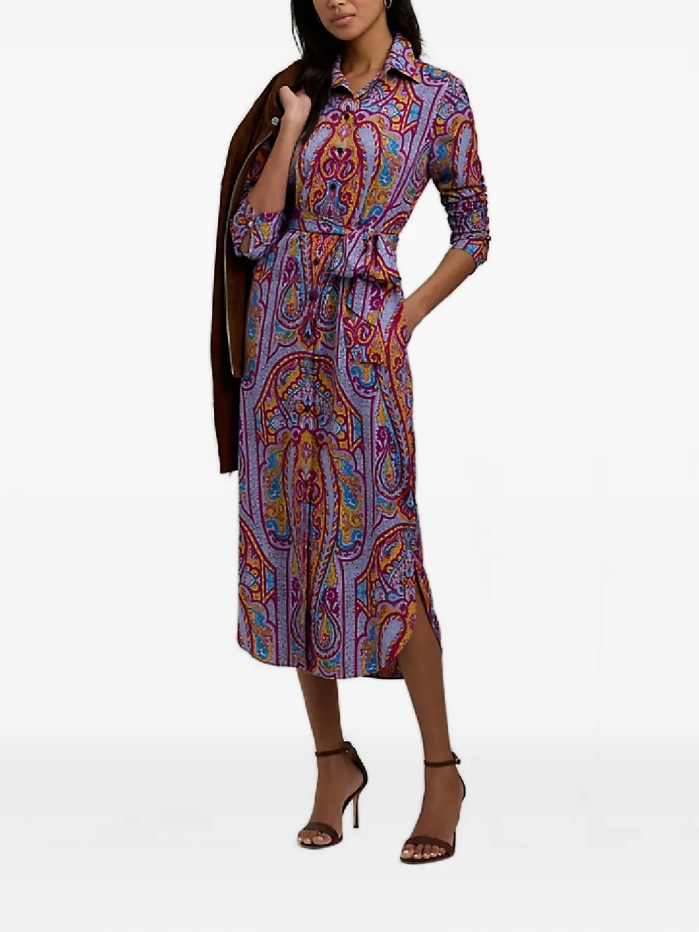 Ralph Lauren Paisley-pattern Buttoned Shirt Midi Dress In Multi