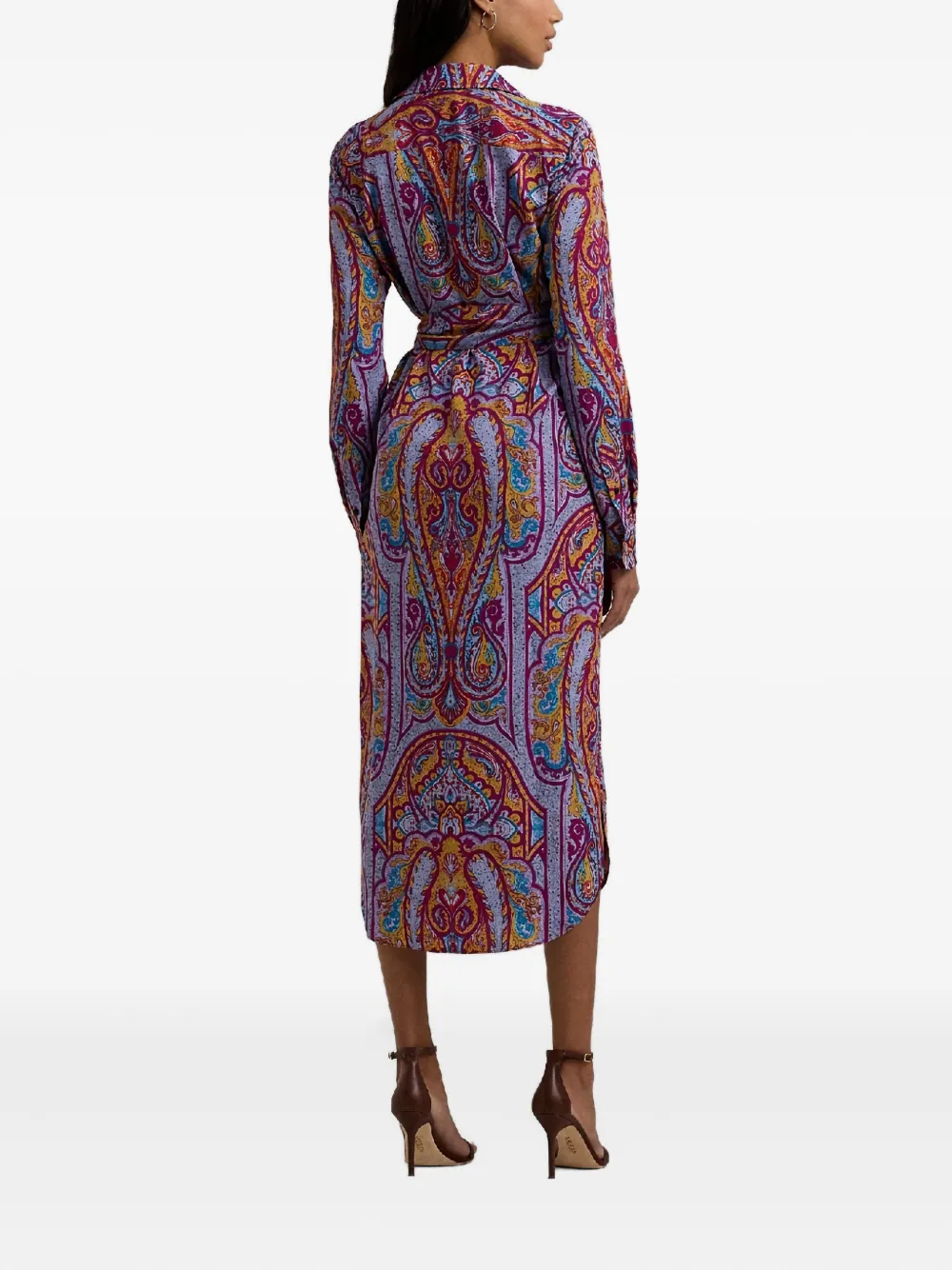 Ralph Lauren Paisley-pattern Buttoned Shirt Midi Dress In Multi