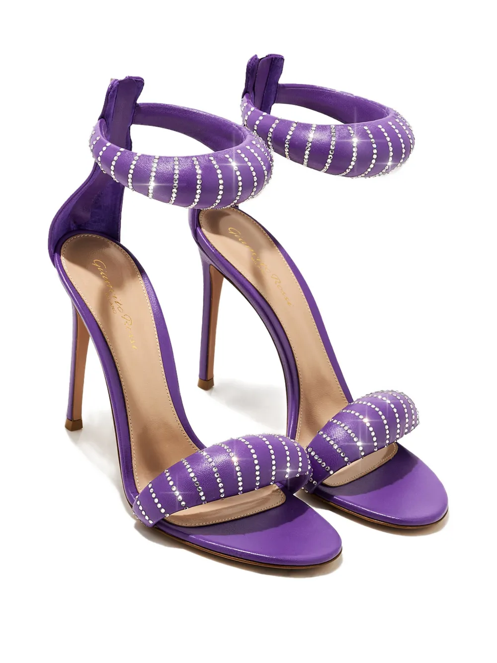 Gianvito Rossi 105mm Crystal-embellished Sandals In Purple