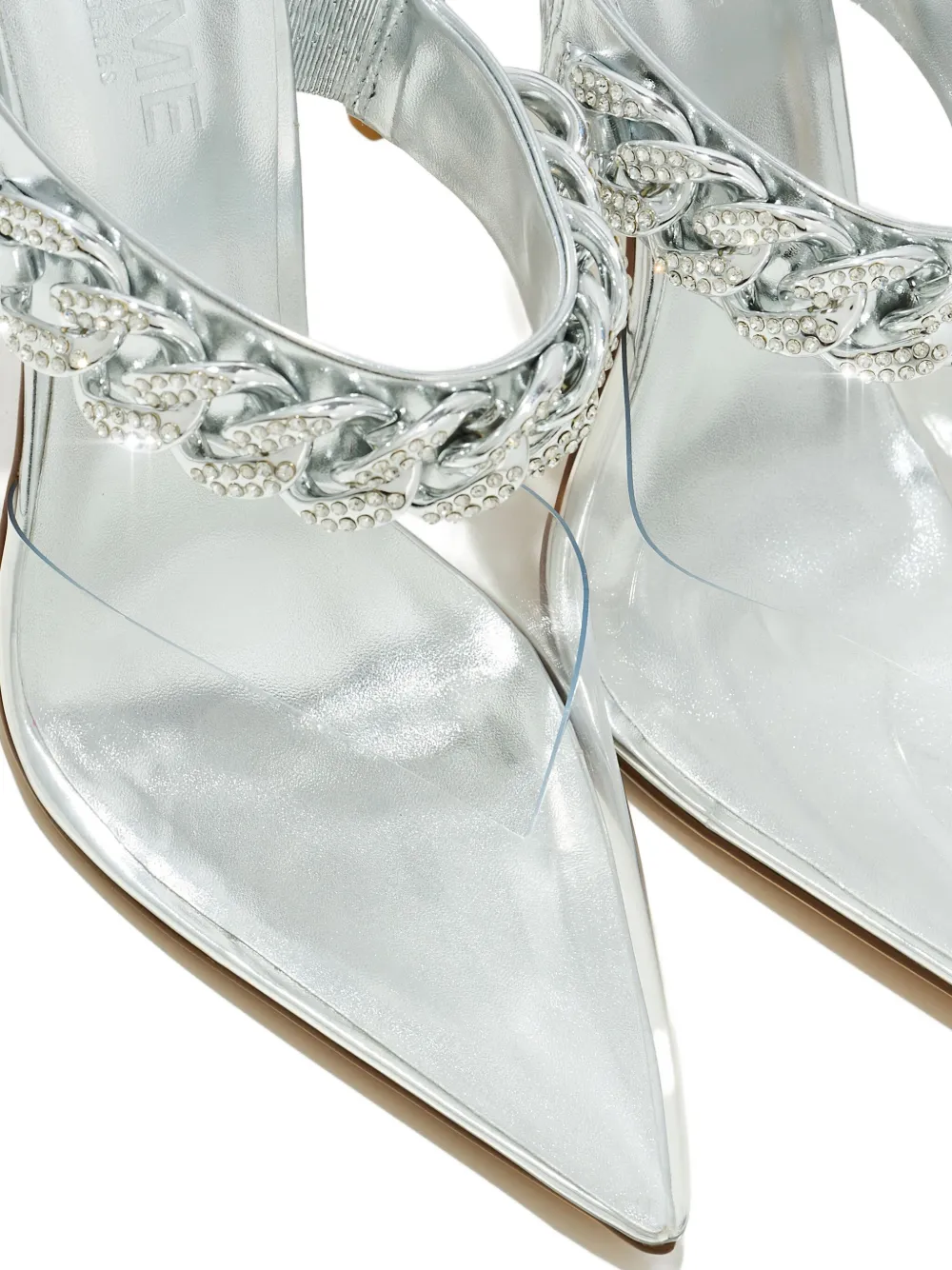 Femme La 120 mm Aspen muiltjes met kettingdetail Grijs