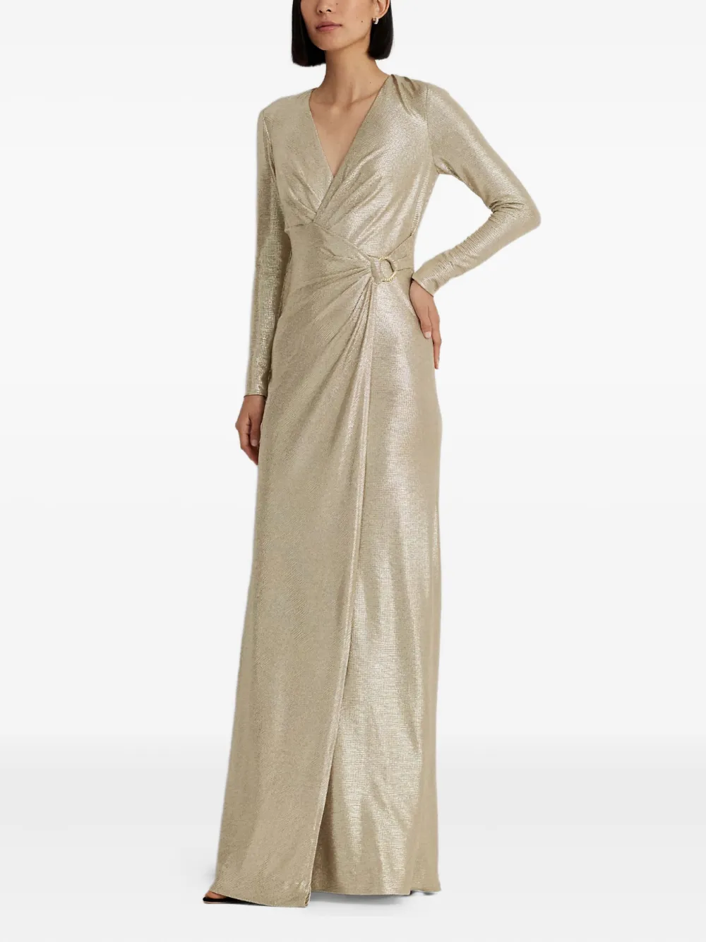Ralph Lauren Metallic Maxi Dress In Gray