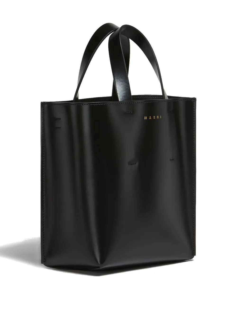Marni Structured Tote Bag With Glossy Finish In Black
