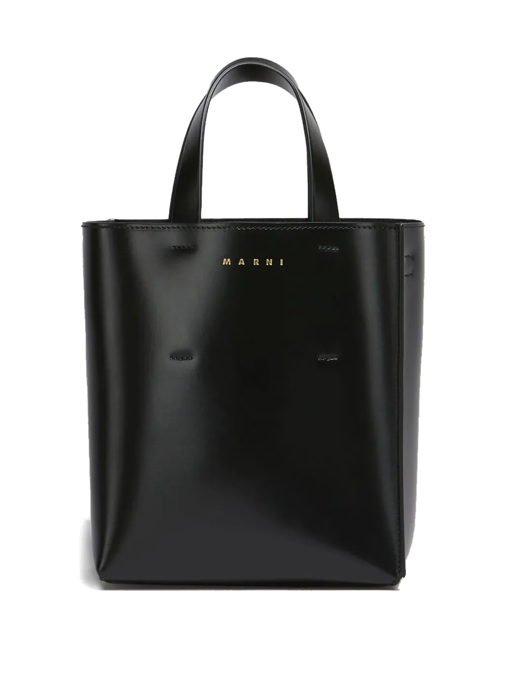 Marni Museo Mini Leather Tote Bag In Black