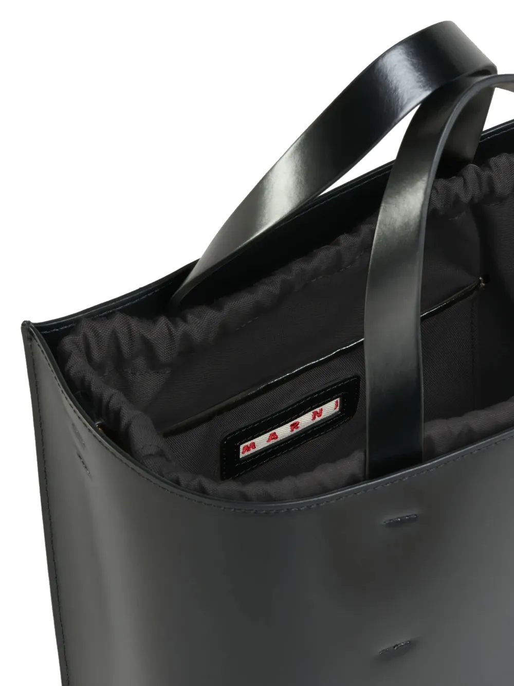 Marni Structured Tote Bag With Glossy Finish In Black