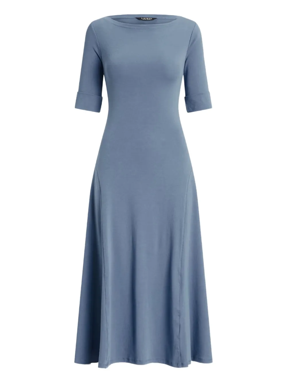 Ralph Lauren Elbow-sleeve Midi Dress In Blue