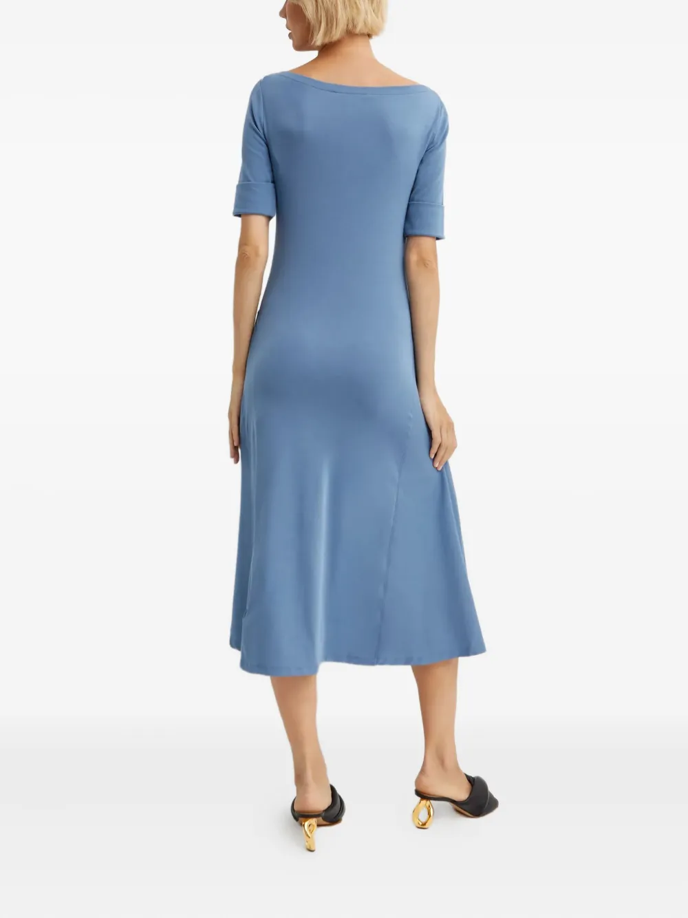 Ralph Lauren Elbow-sleeve Midi Dress In Blue