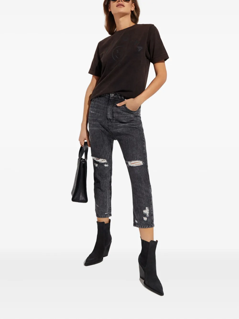 SEROYA Gerafelde jeans - Grijs