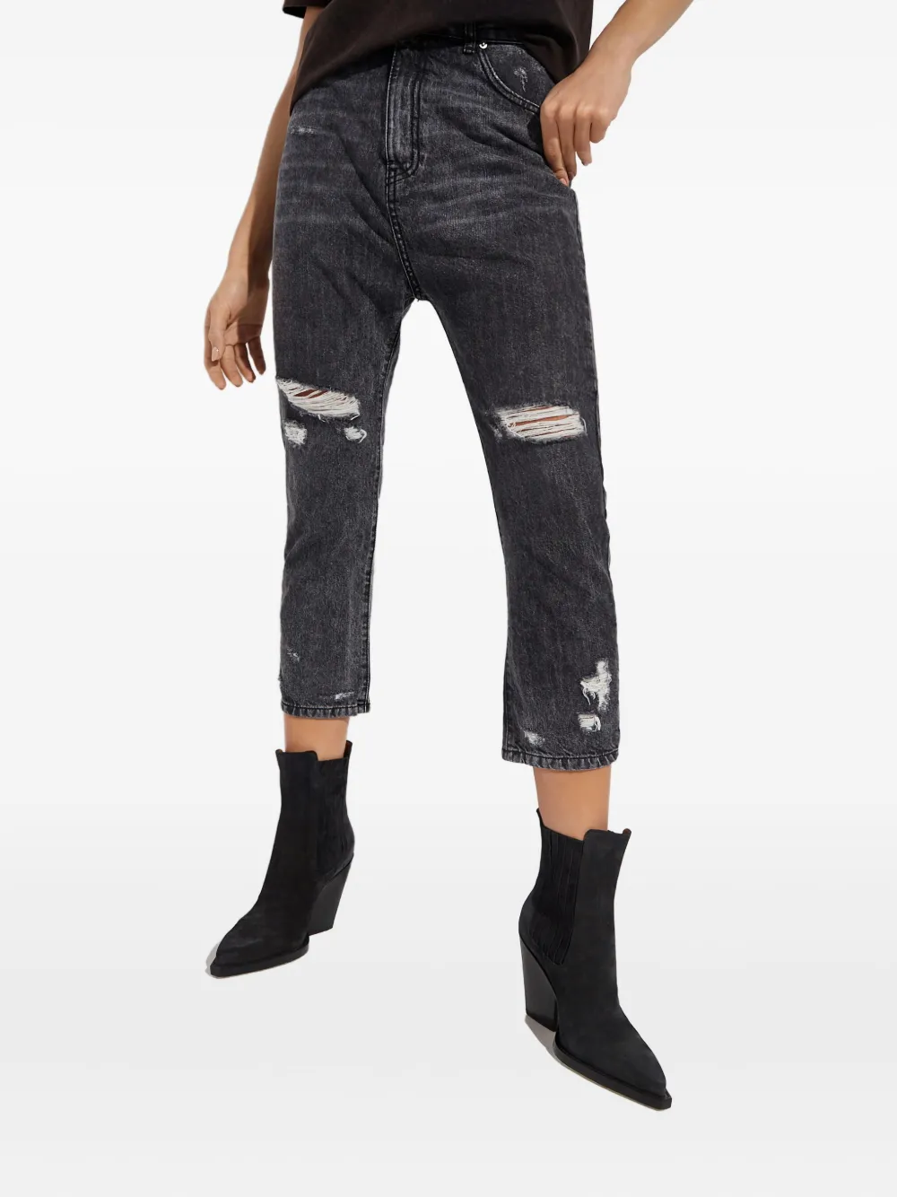 SEROYA Gerafelde jeans Grijs