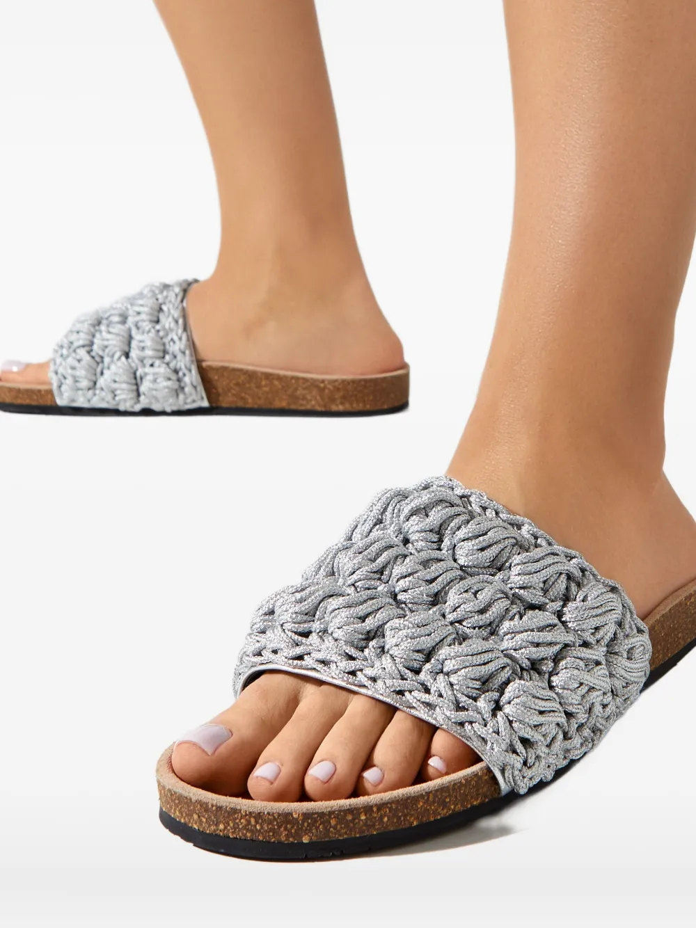 Jw Anderson Braided Flat Sandals In Gray