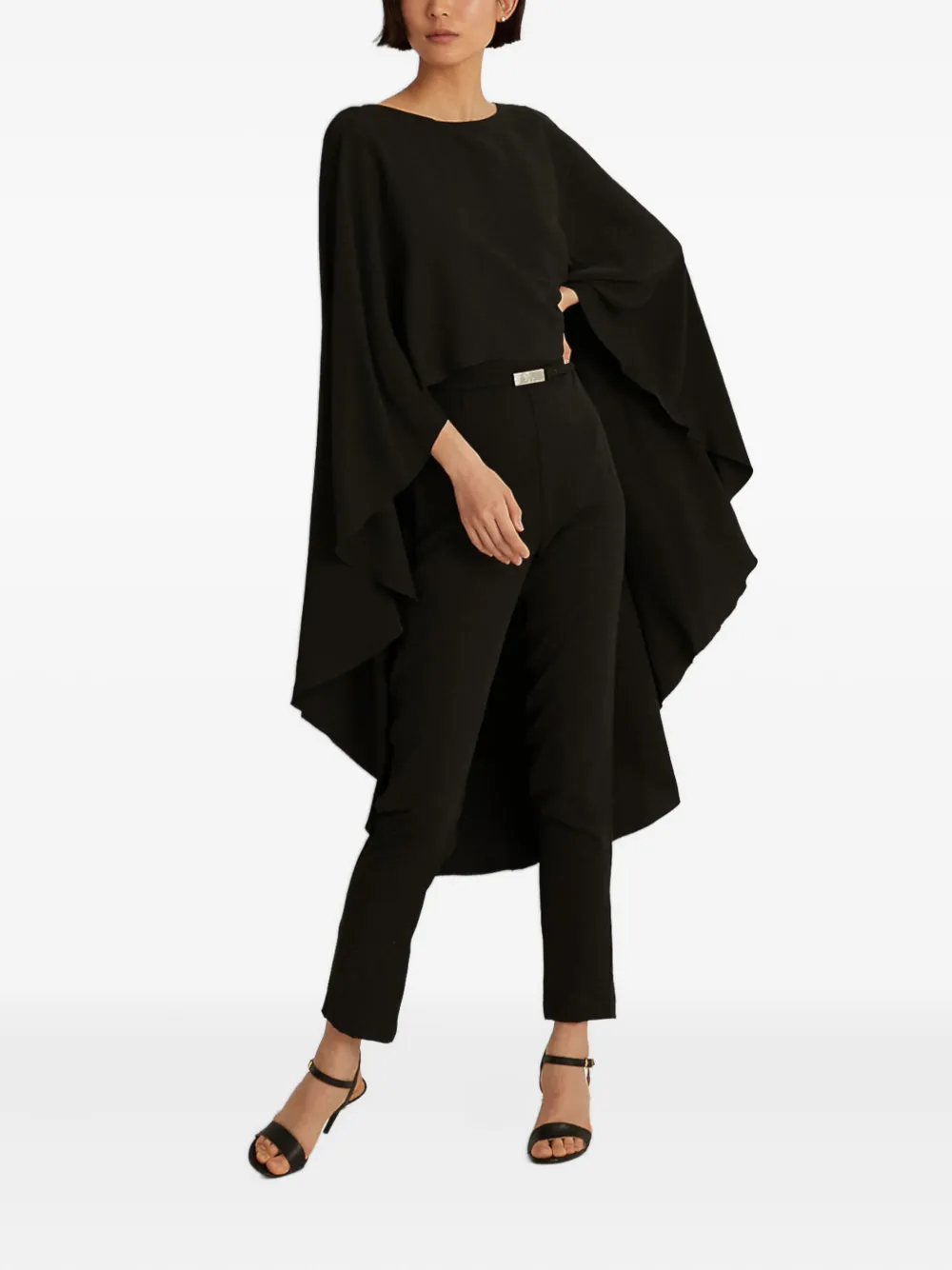 Lauren Ralph Lauren Georgette jumpsuit met ceintuur - Zwart