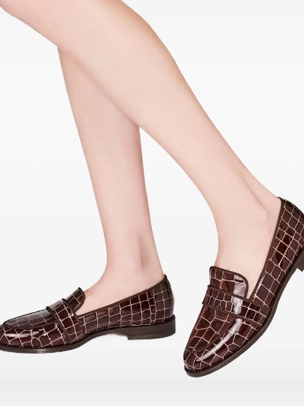 Aquazzura Martin crocodile-effect loafers Bruin