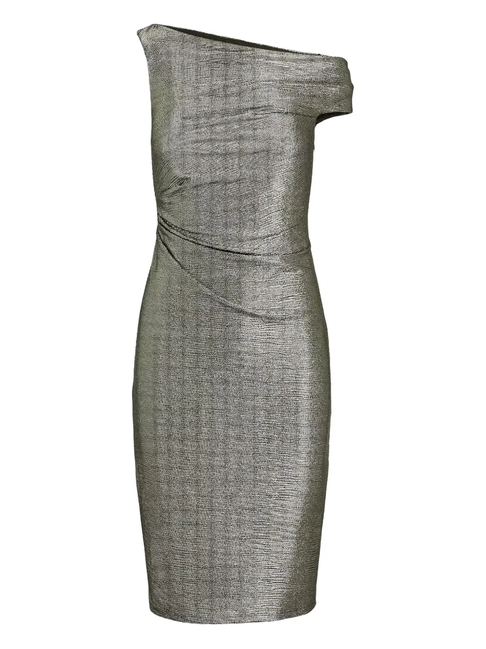 Ralph Lauren Asymmetric Draped Midi Dress In Silver