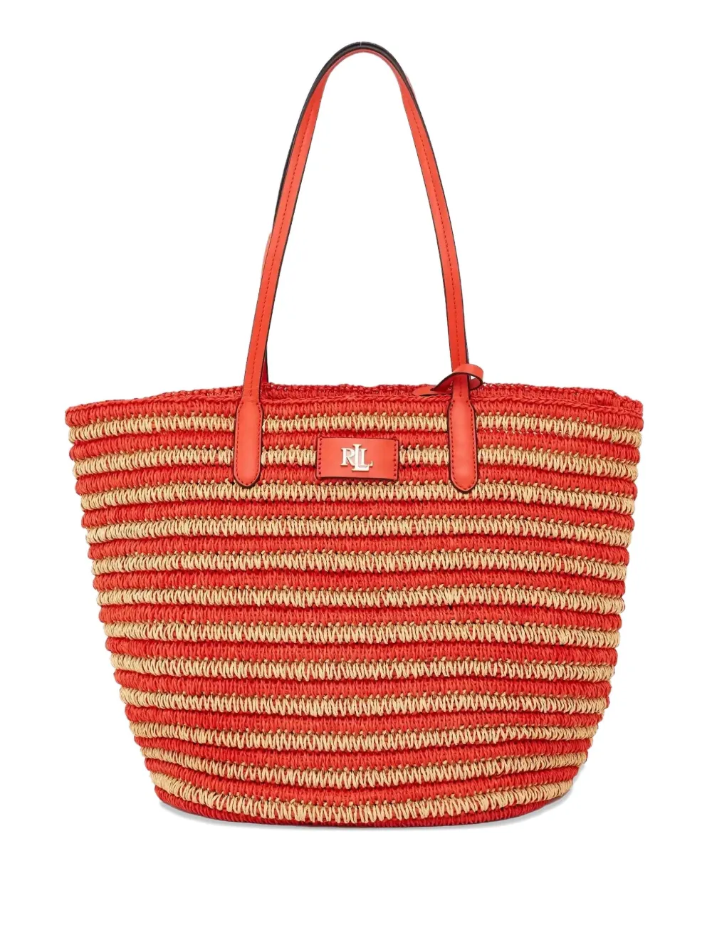 Lauren Ralph Lauren straw shoulder bag - Arancione