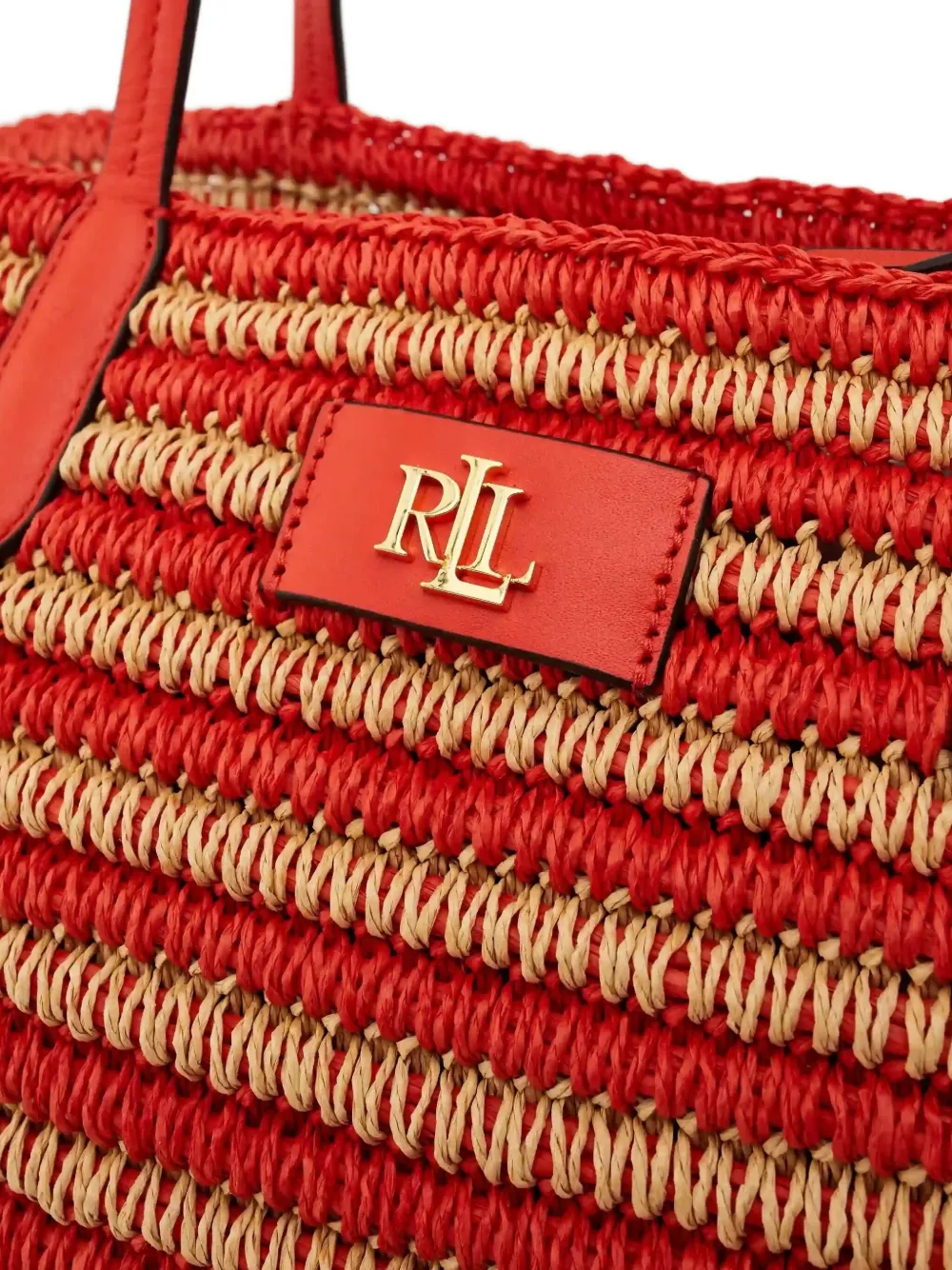 Lauren Ralph Lauren Rieten schoudertas Oranje