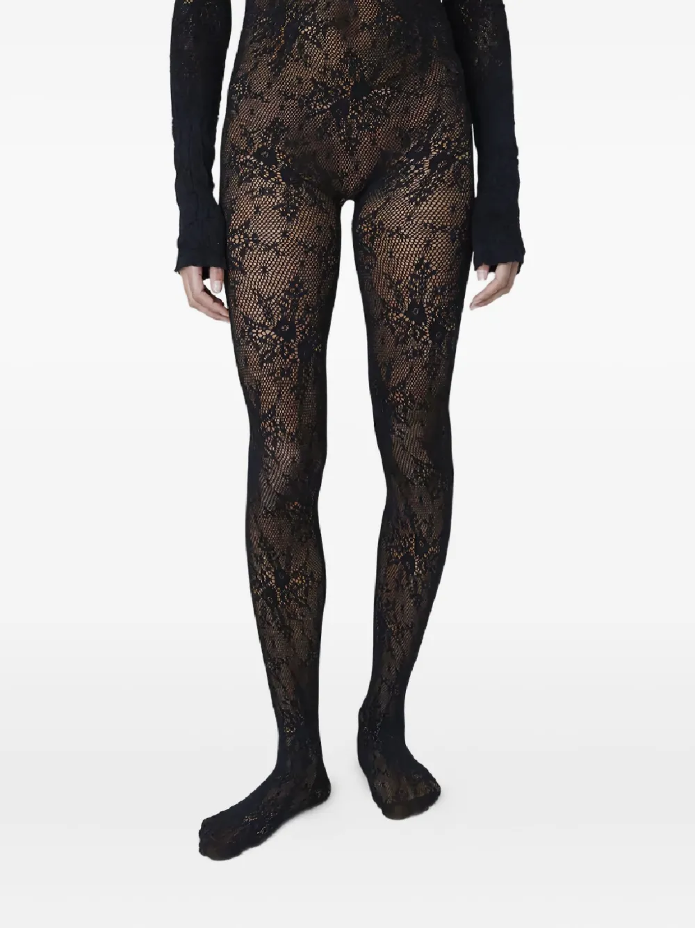 Swedish Stockings Rosa Lace Long-sleeved Bodysuit In Black