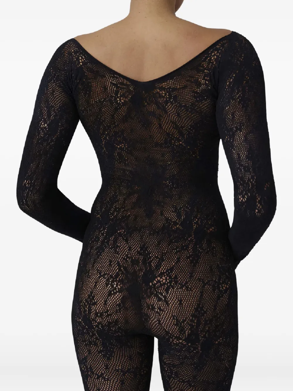 Swedish Stockings Rosa Lace Long-sleeved Bodysuit In Black