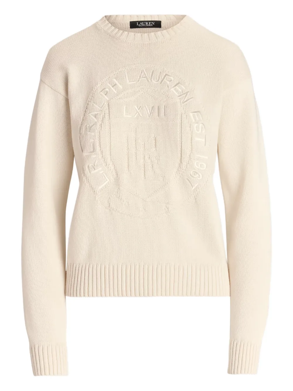 Ralph Lauren Logo-embroidered Crew-neck Sweater In Neutral