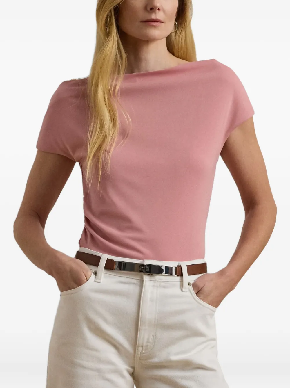 Lauren Ralph Lauren T-shirt met ruches Roze