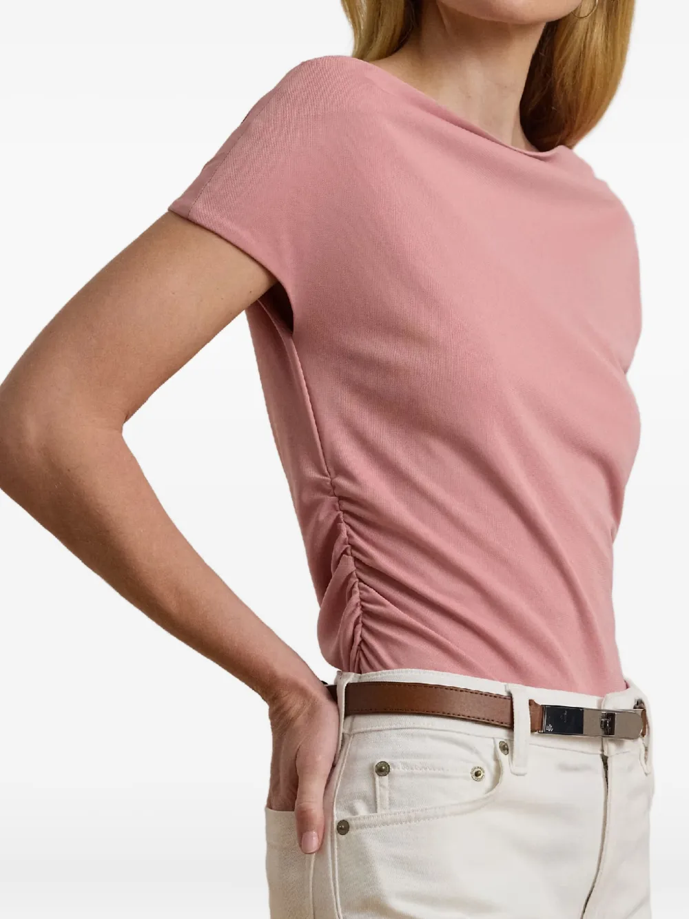 Lauren Ralph Lauren T-shirt met ruches Roze