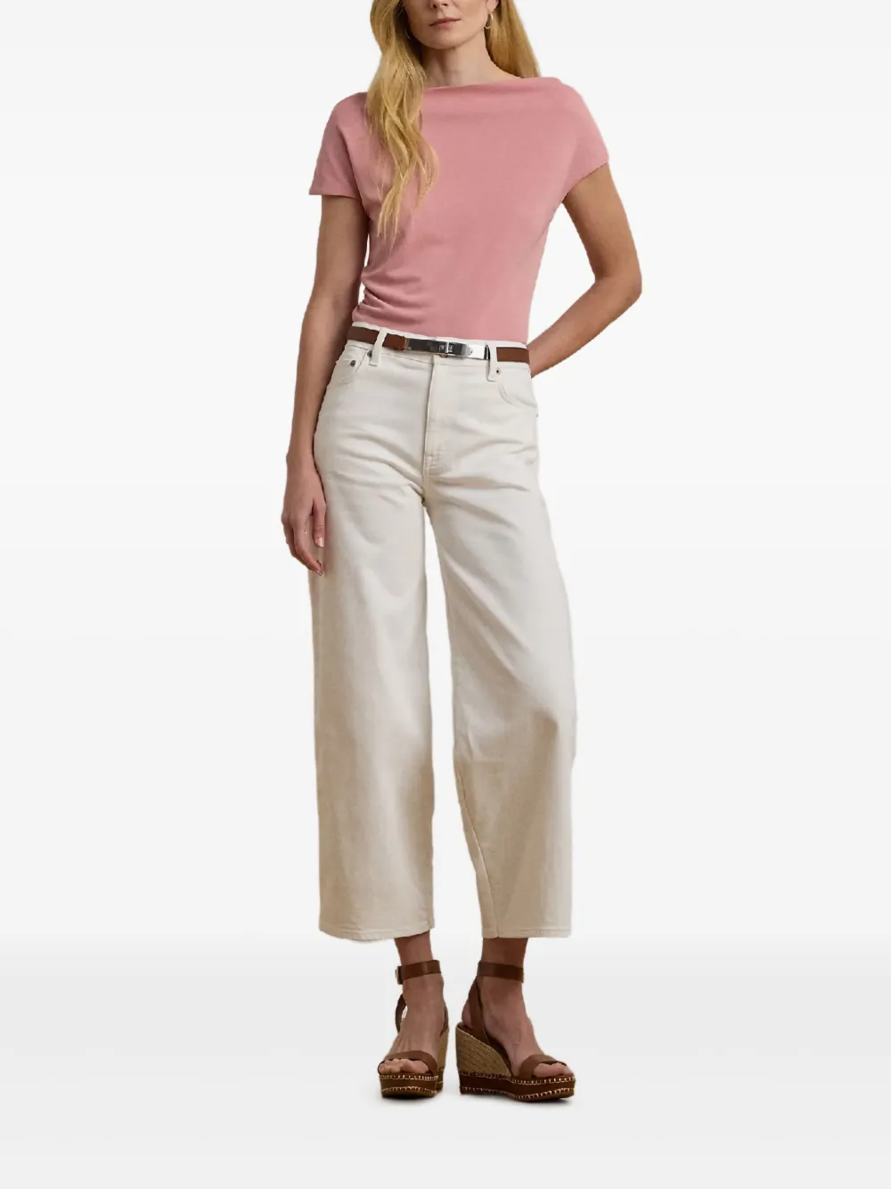 Lauren Ralph Lauren T-shirt met ruches Roze
