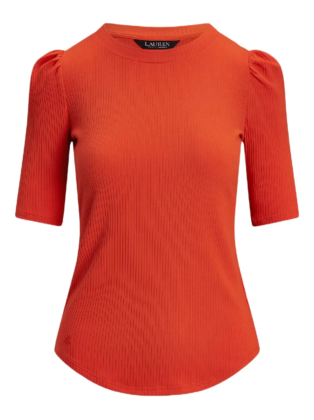 Lauren Ralph Lauren puff-sleeve ribbed top - Arancione