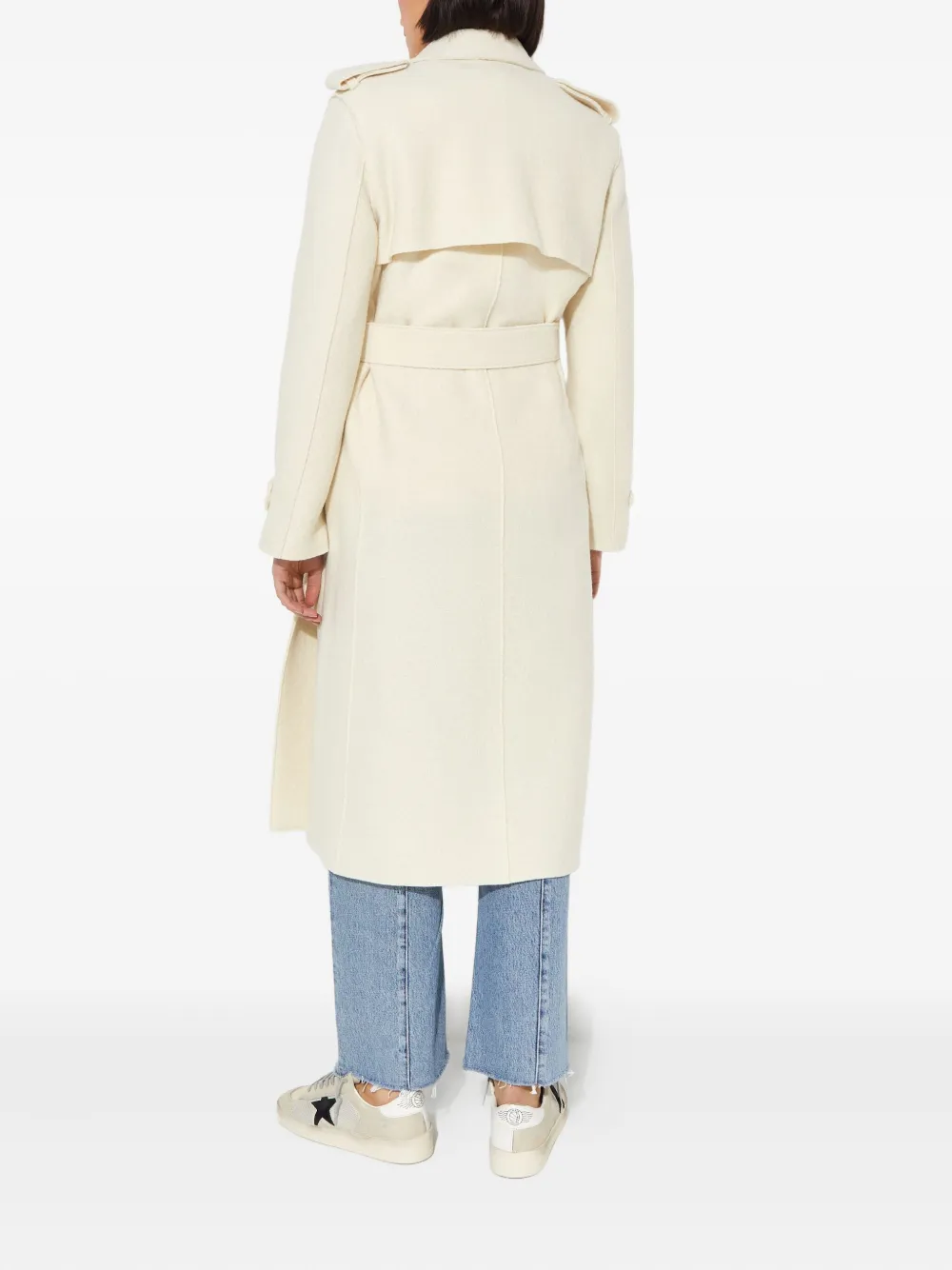 Harris Wharf London Double-breasted Belted Trench Coat In White