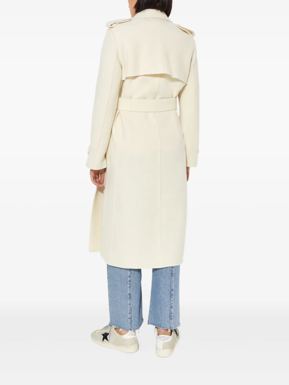 Harris Wharf London Trenchcoat met dubbele rij knopen en ceintuur Wit