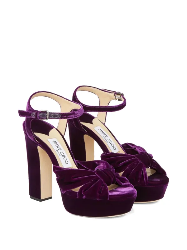 Jimmy Choo 120mm Heloise Velvet Sandals | Purple | FARFETCH