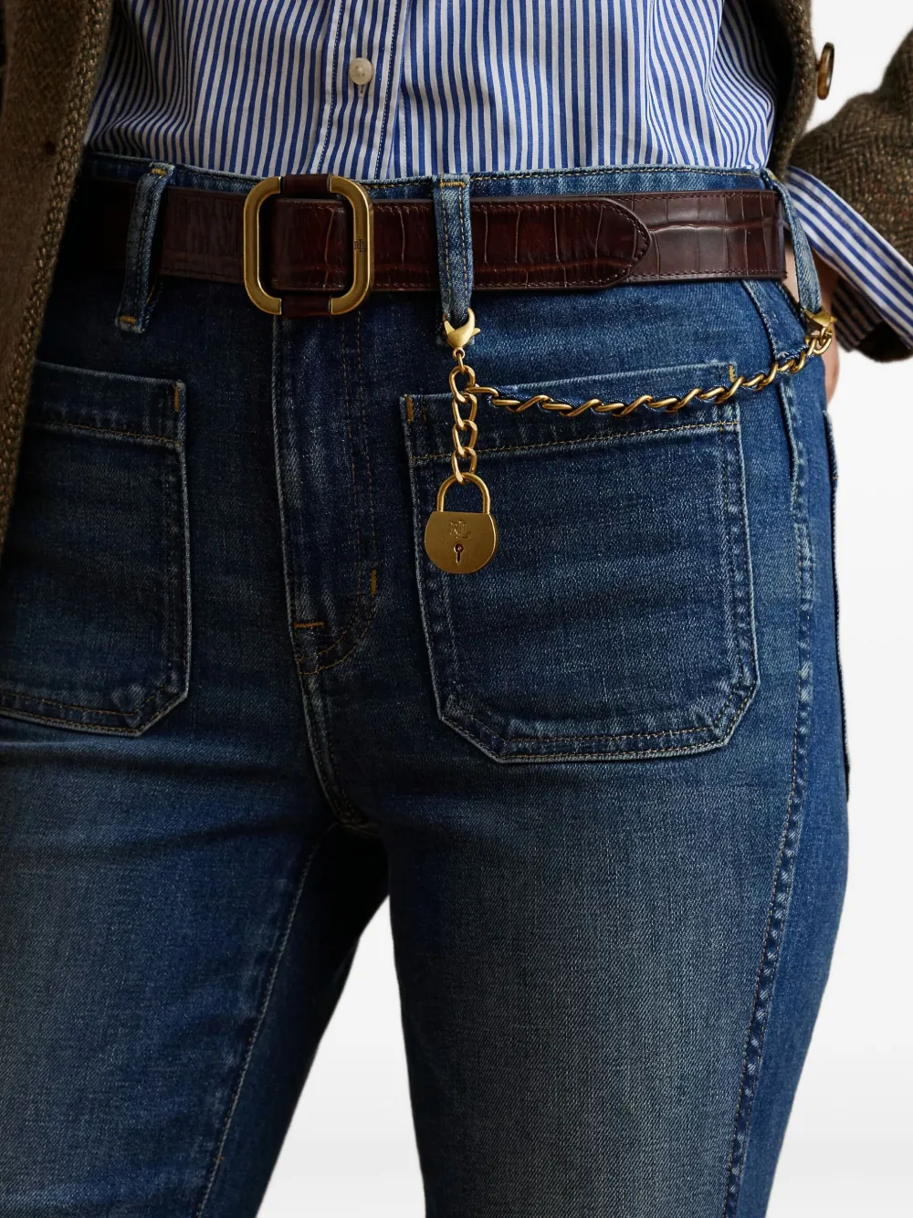 Lauren Ralph Lauren Jeans met hangslot detail Blauw