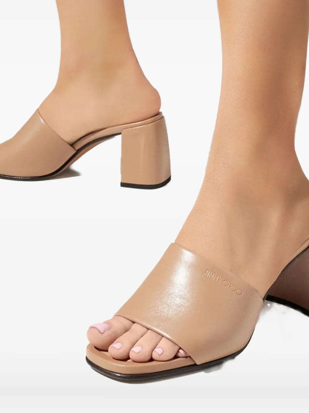 Jimmy Choo 70mm Lena Embossed Square Toe Sandals In Brown