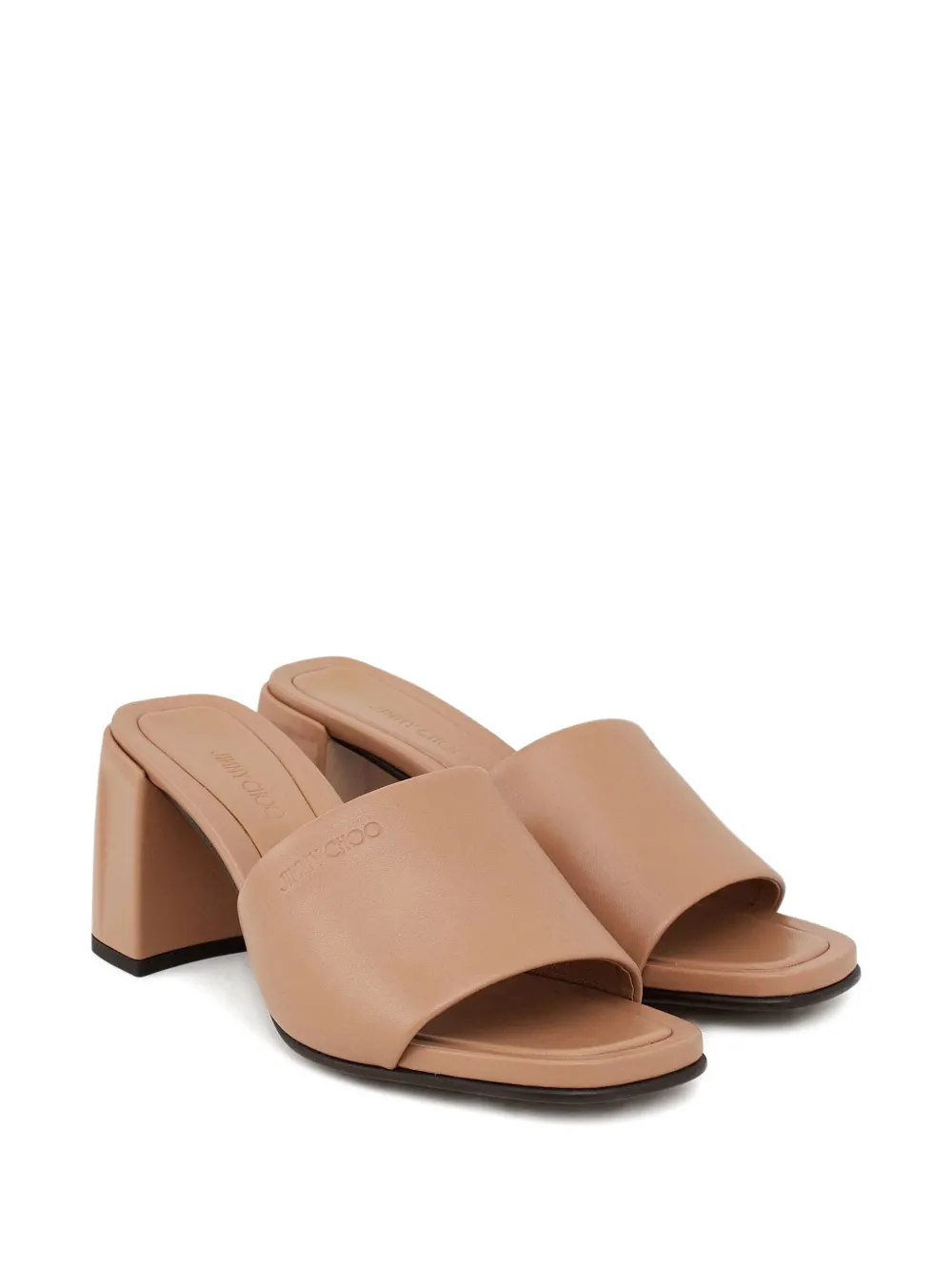 Jimmy Choo 70mm Lena Embossed Square Toe Sandals In Brown