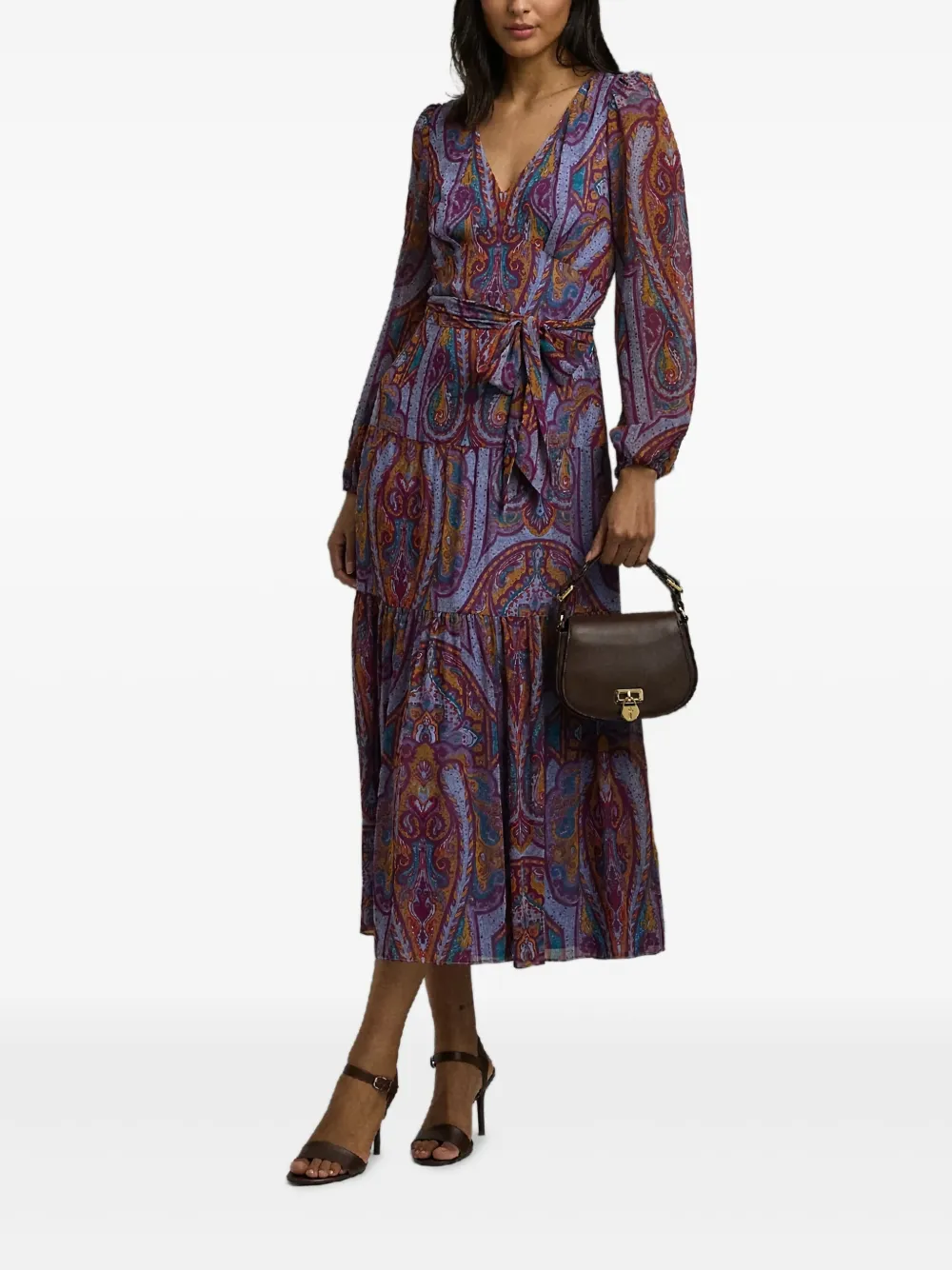 Lauren Ralph Lauren Midi-jurk met paisley-print en V-hals - Paars