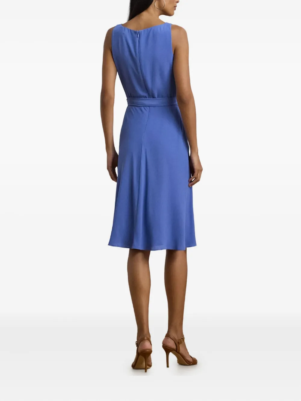 Ralph Lauren Tie-waist Midi Dress In Blue