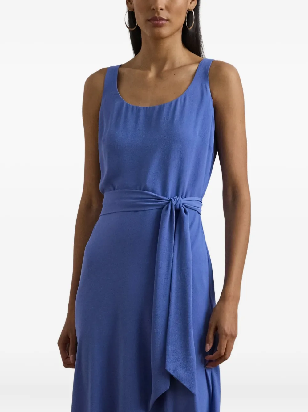 Ralph Lauren Tie-waist Midi Dress In Blue