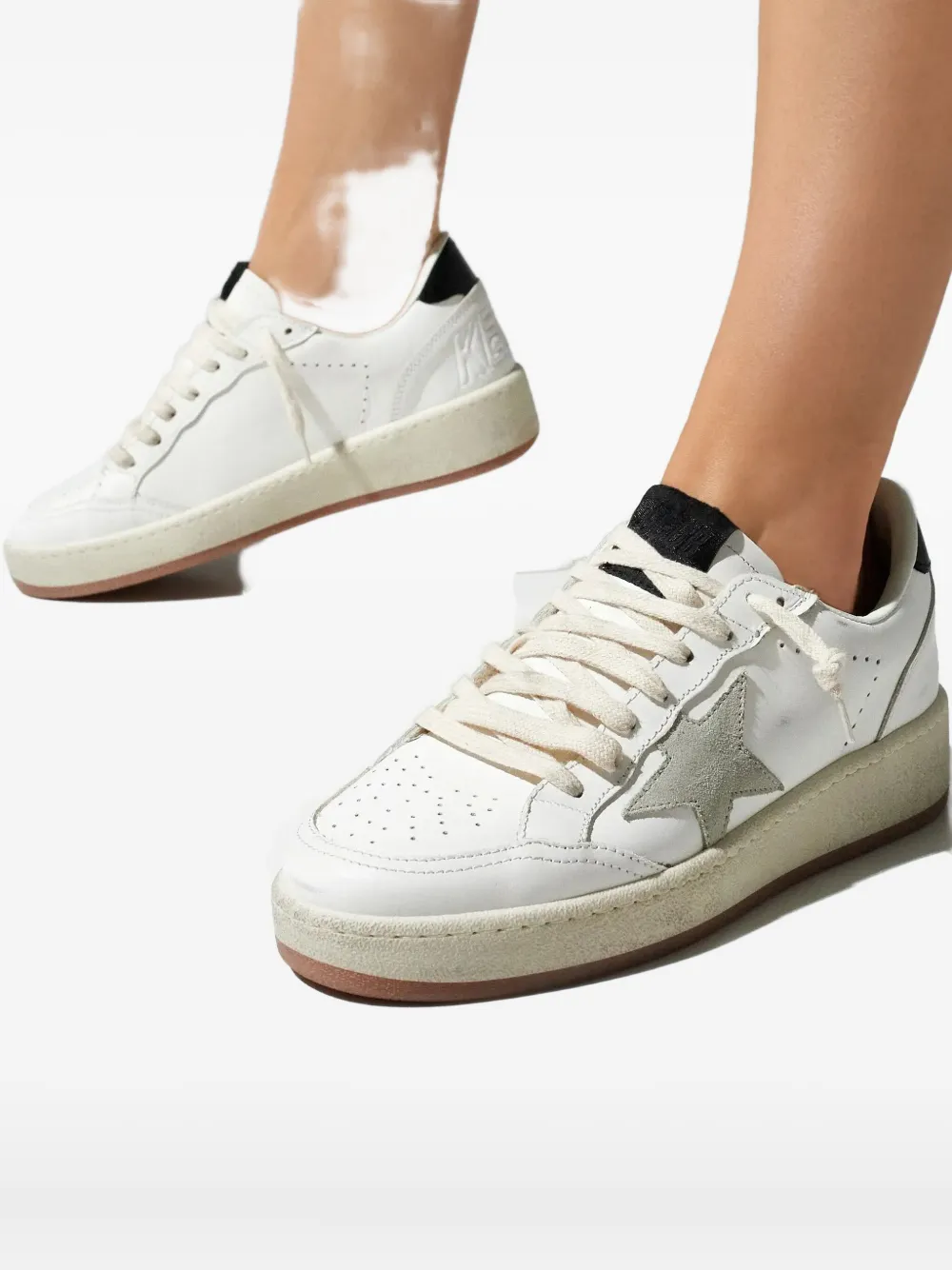 Golden Goose Ball Star Perforated Sneakers In White