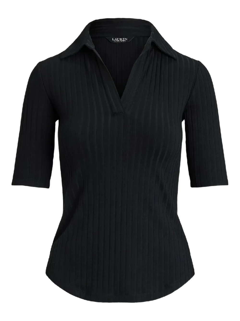 Ralph Lauren Polo-collar Short-sleeve T-shirt In Black