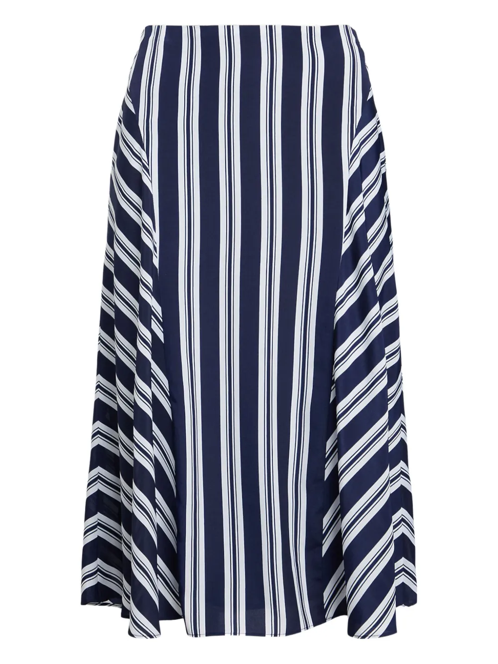 Ralph Lauren Striped Midi Skirt In Blue