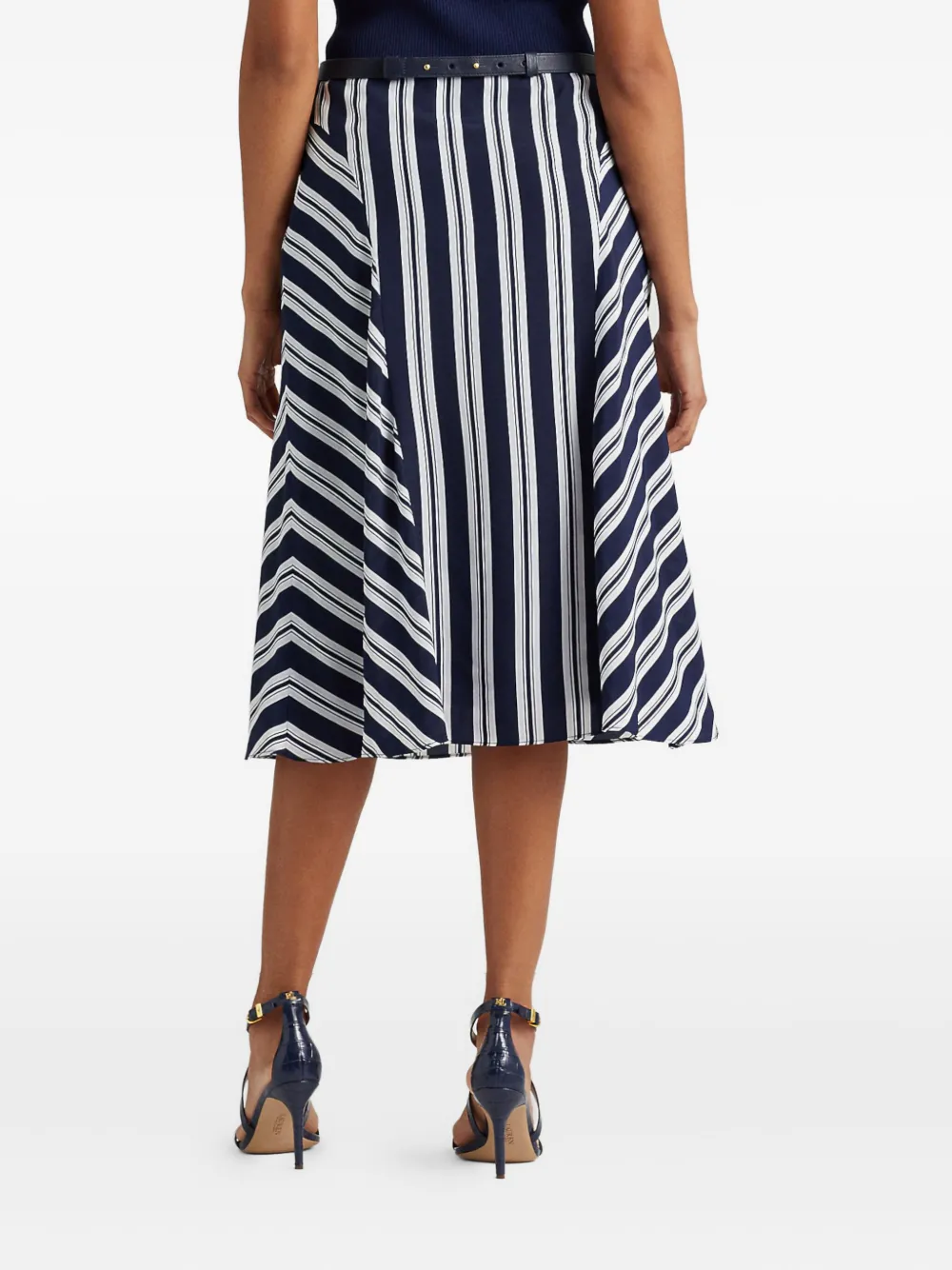 Ralph Lauren Striped Midi Skirt In Blue