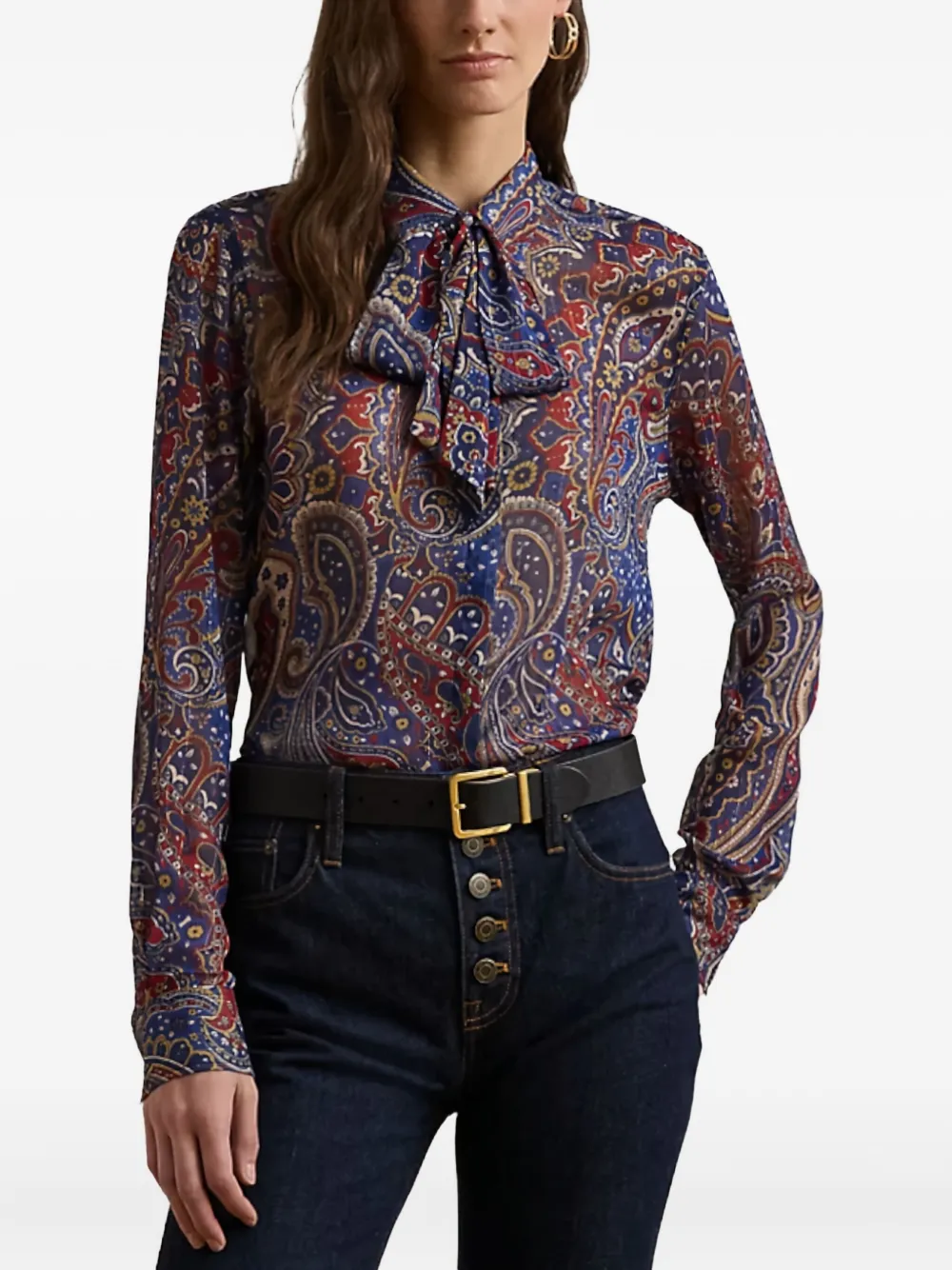 Ralph Lauren Paisley Tie-neck Blouse In Multi