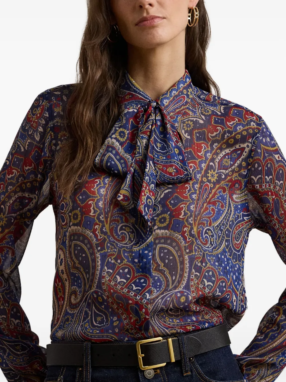 Ralph Lauren Paisley Tie-neck Blouse In Multi