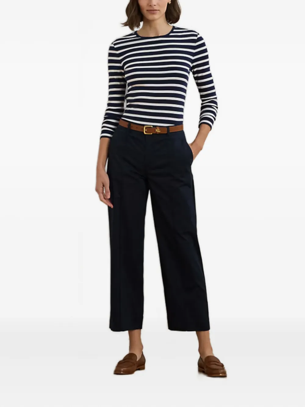 Ralph Lauren Belt Straight Trousers In Blue