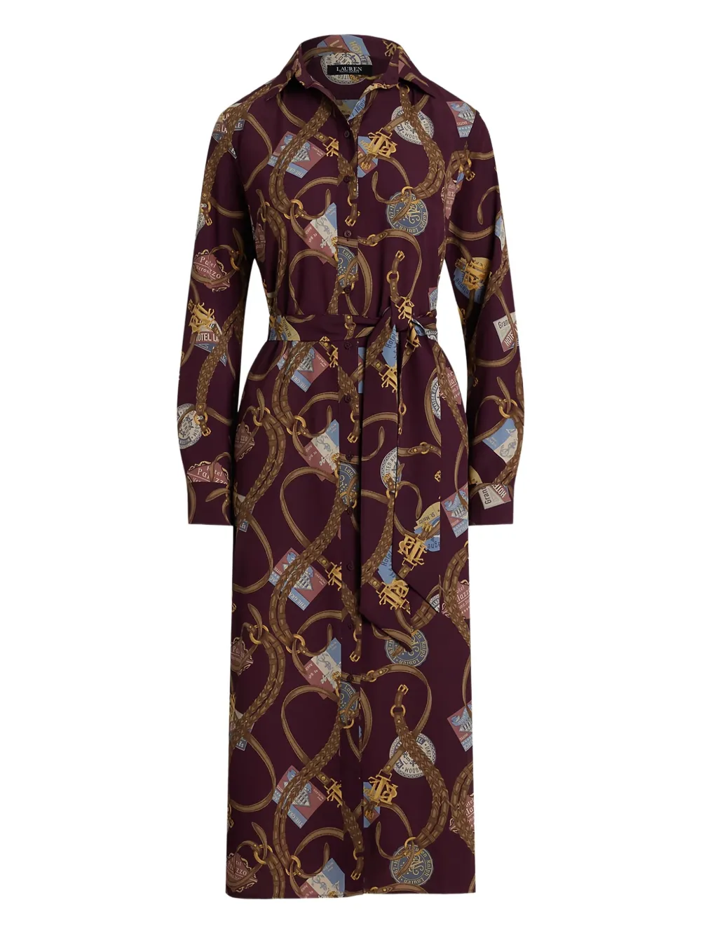 Ralph Lauren Button Fastening Shirt Midi Dress In Purple