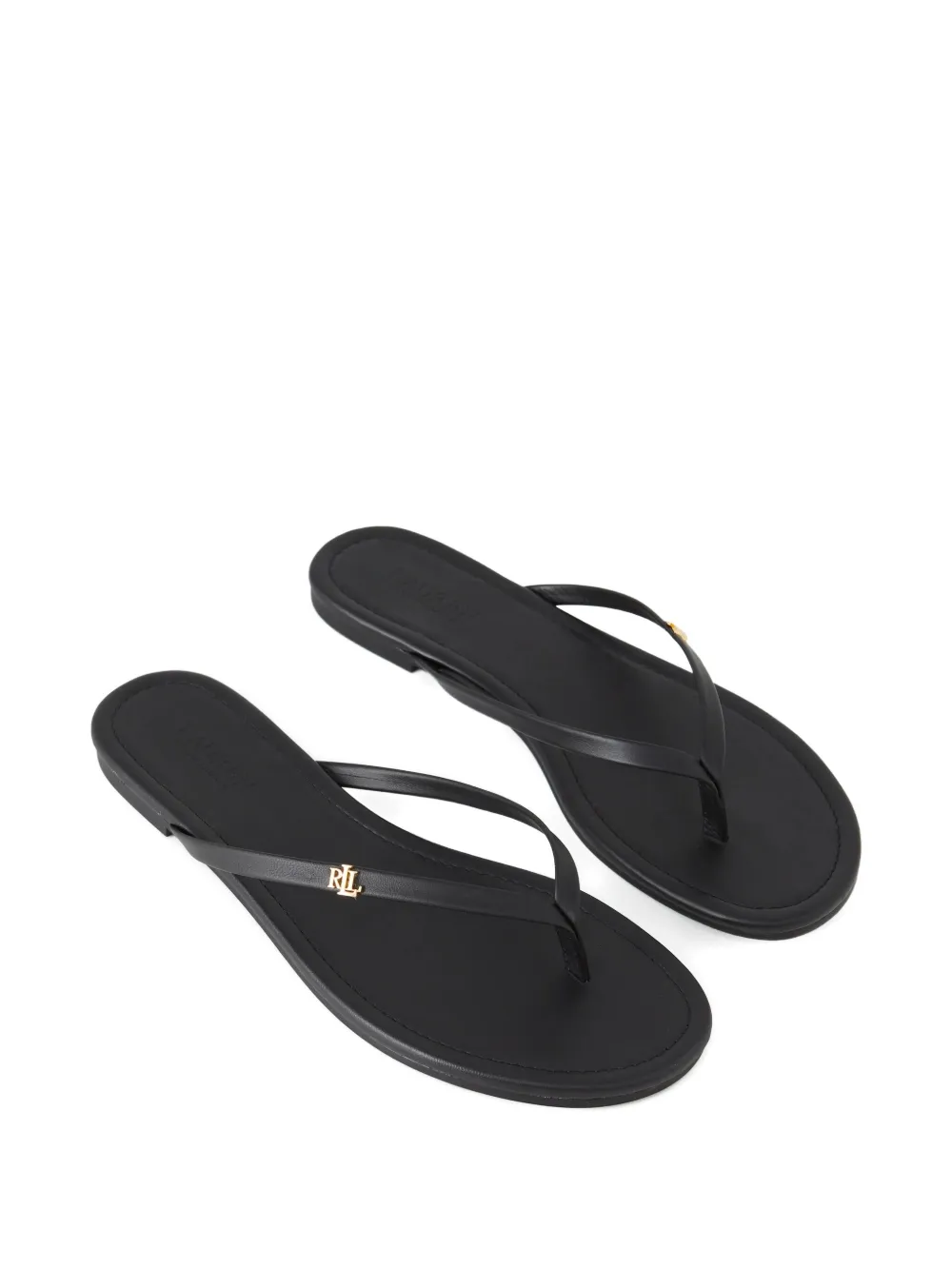 Ralph Lauren Raquel Logo Flip-flops In Black