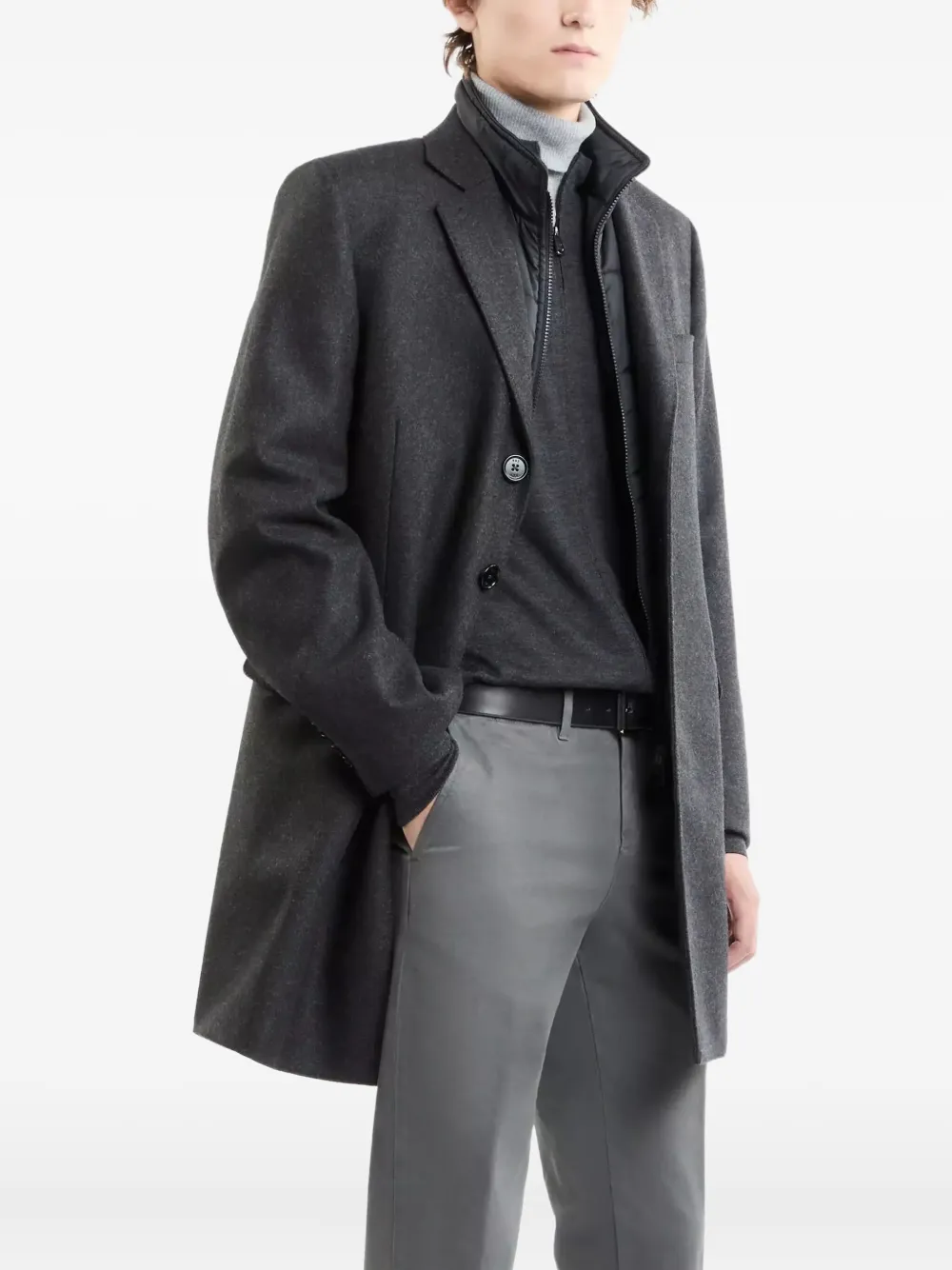 Fay button zip wool coat | Single Breasted Coats | Image 2