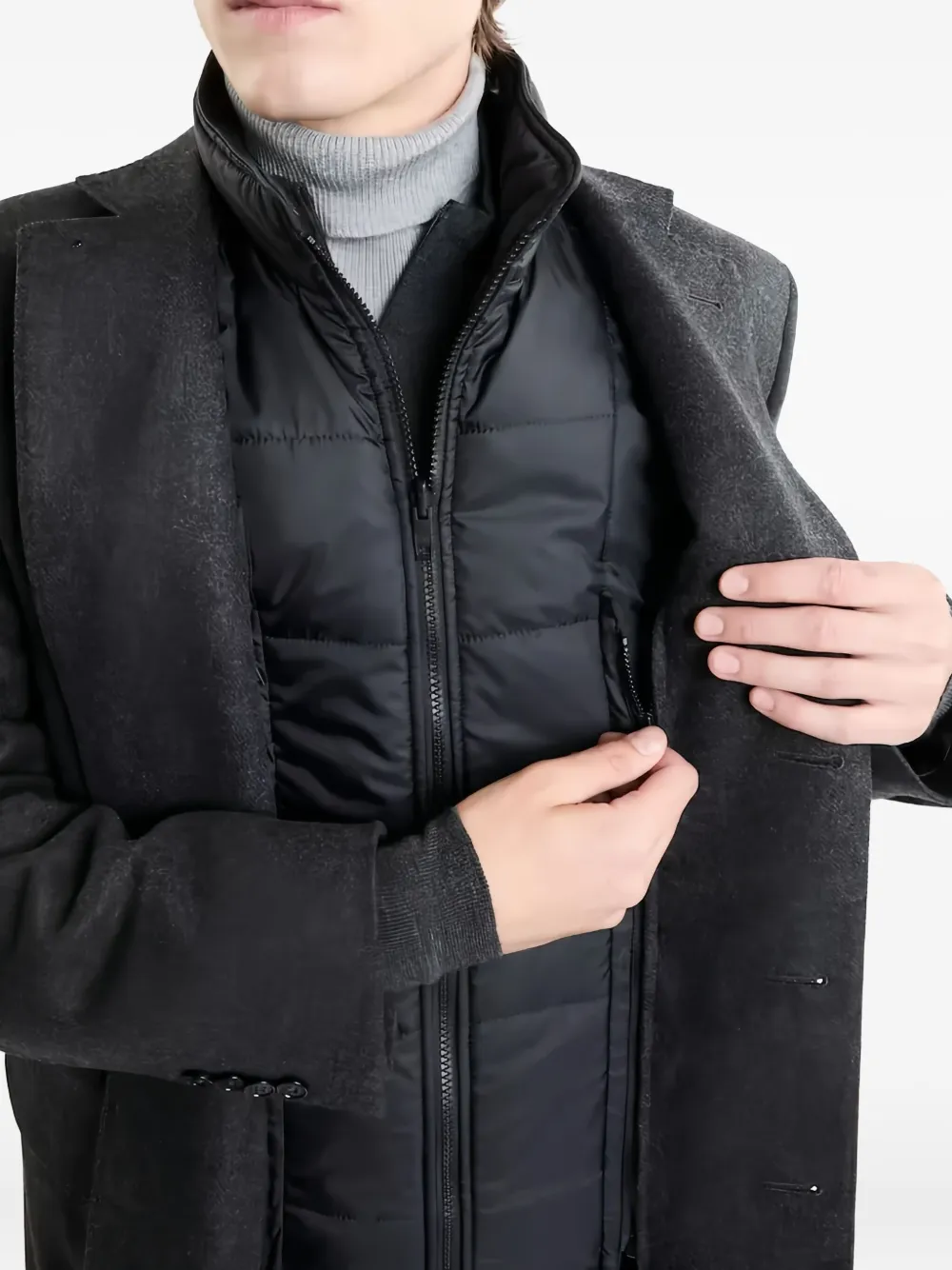 Fay Wollen jas met knoop Grijs