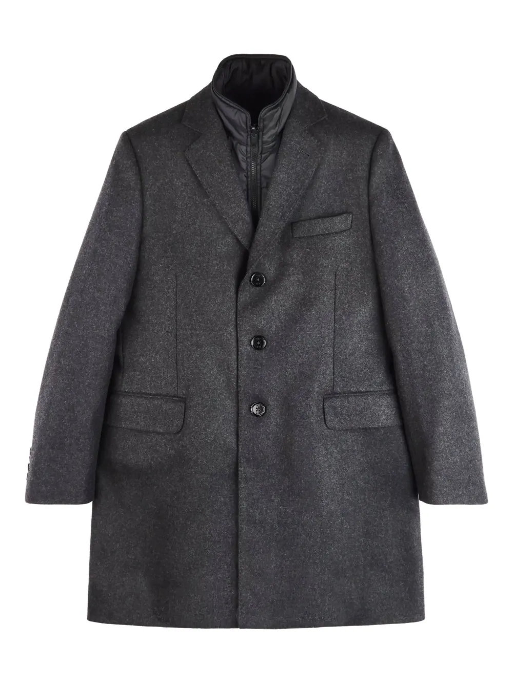 Fay button zip wool coat | Grey | Image 1