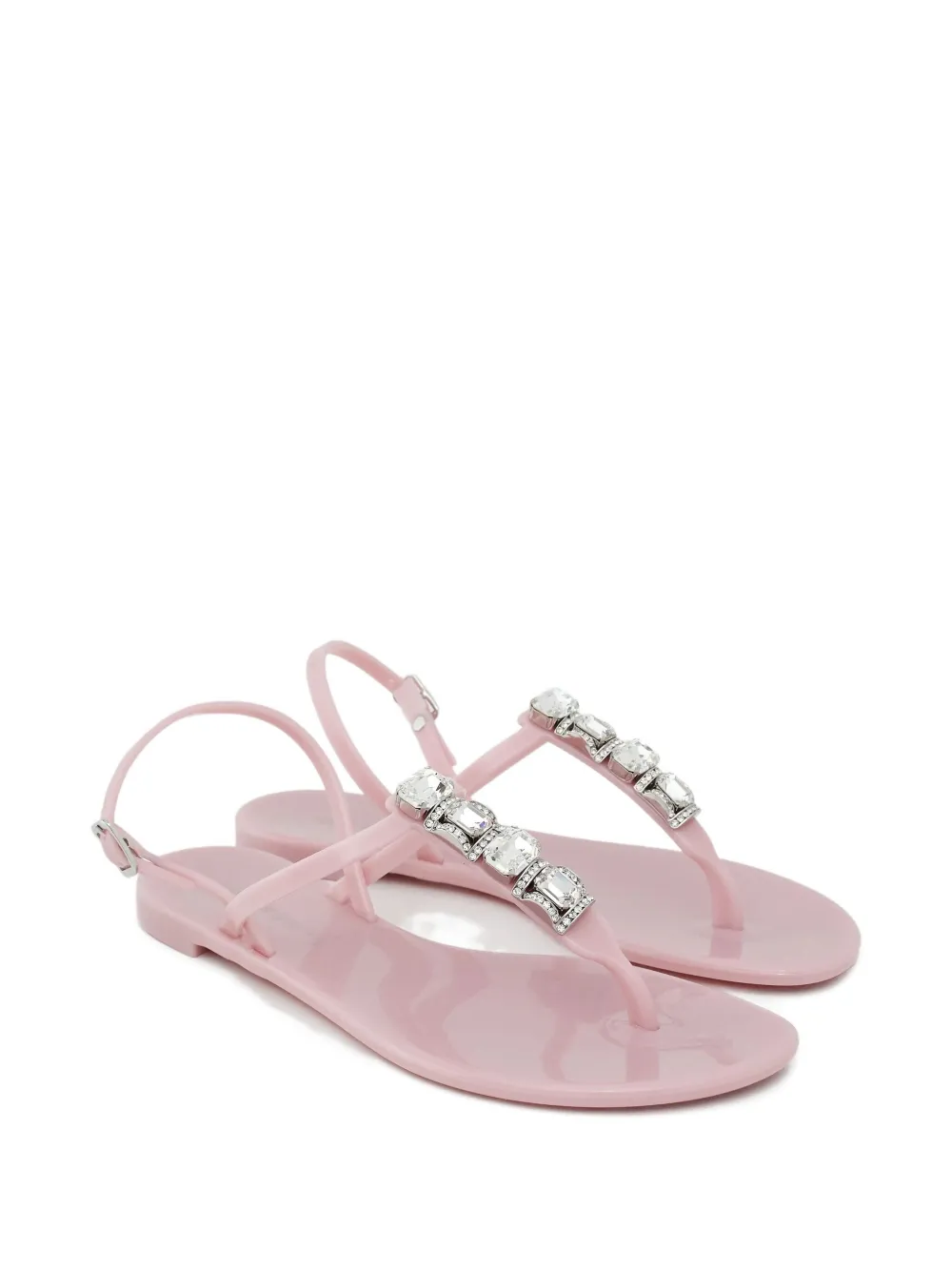 Casadei Crystal Thong Sandals In Pink