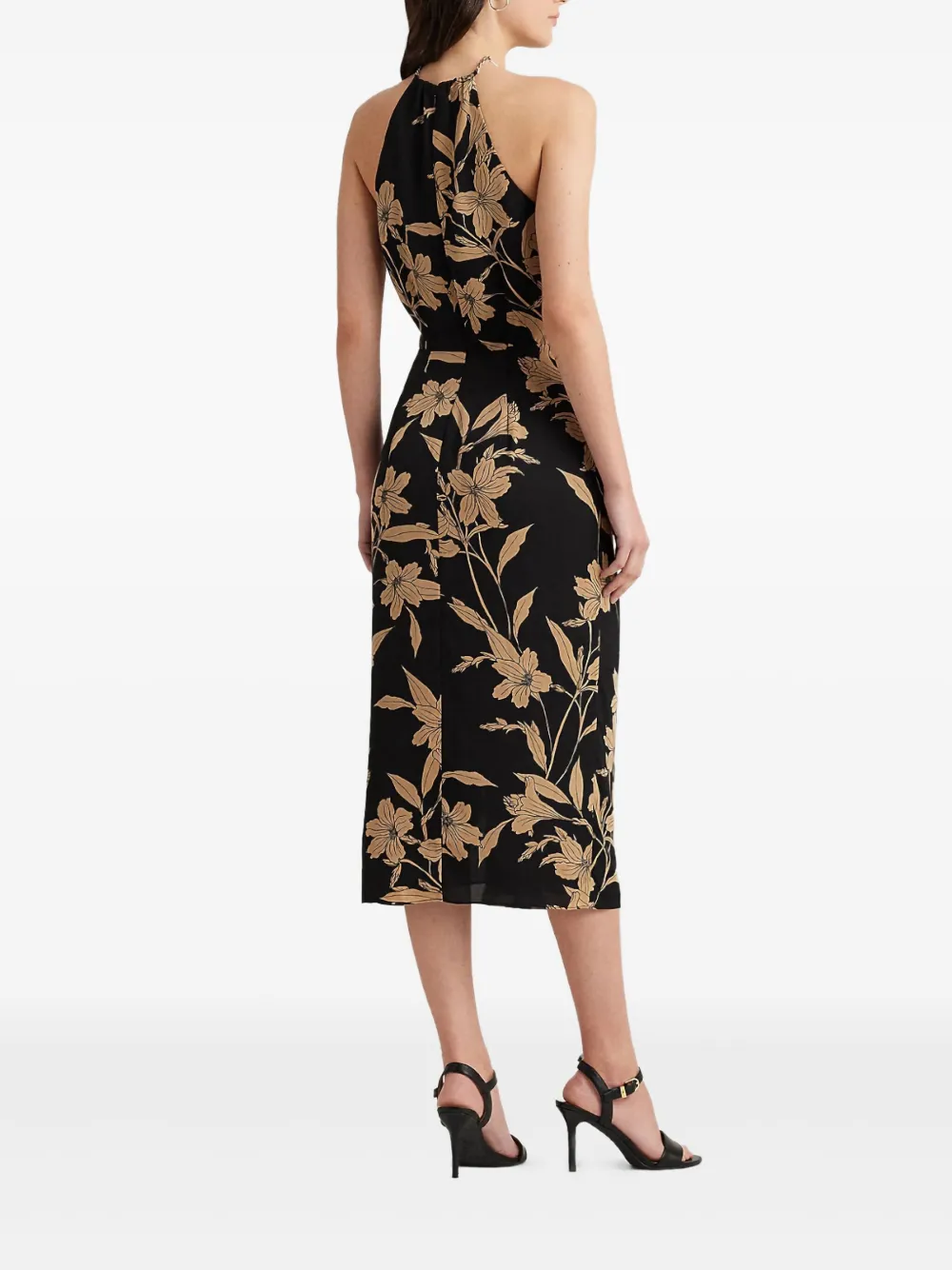 Lauren Ralph Lauren Midi-jurk met metalen halsketting en bloemen Zwart